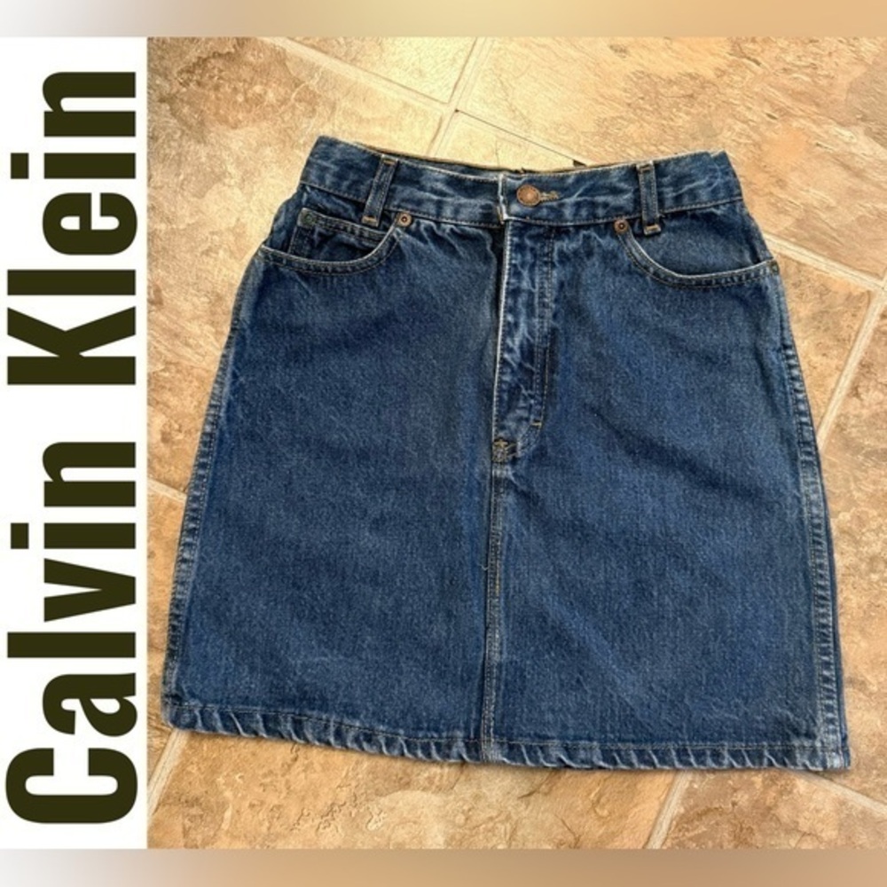Vintage Calvin Klein Youth Blue Denim Skirt -14Y-